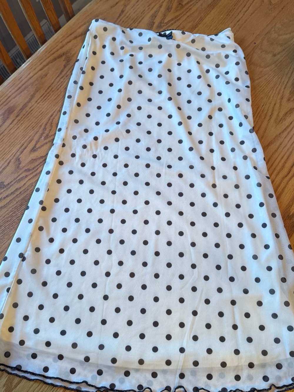 SHEIN White Midi Skirt with Black Polka Dots